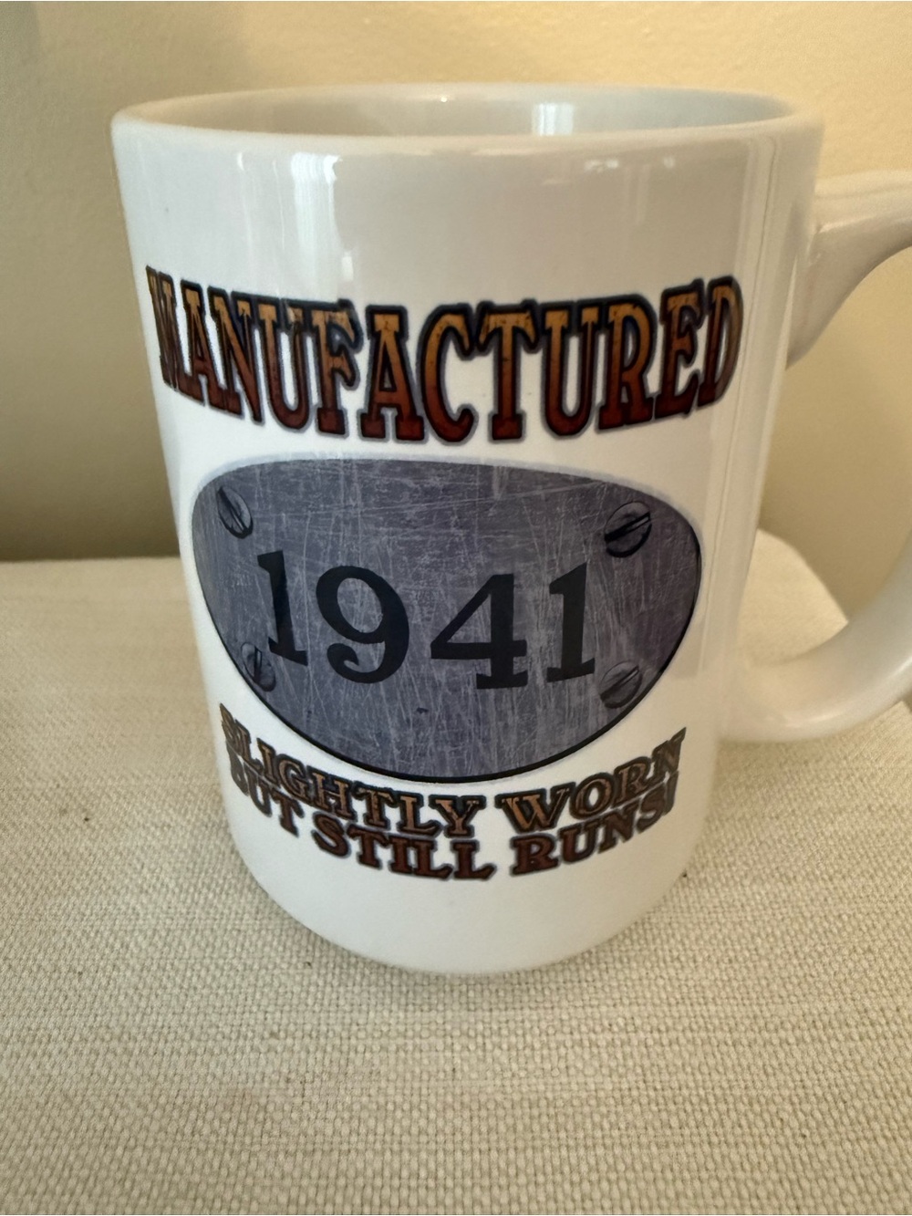 White 'Manufactured 1941' Ceramic Coffee Mug 14oz